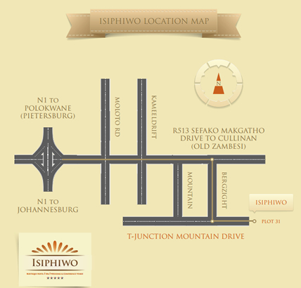 Directions to Isiphiwo Boutique Hotel in Kameeldrift, Pretoria